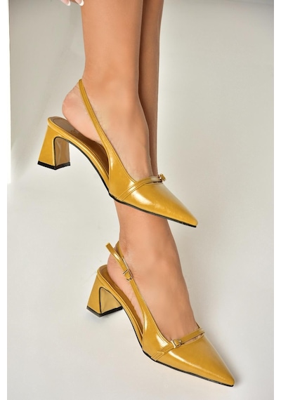 Fox Shoes U654078709 Hardal Kalın Topuklu Kadın Ayakkabı Hardal
