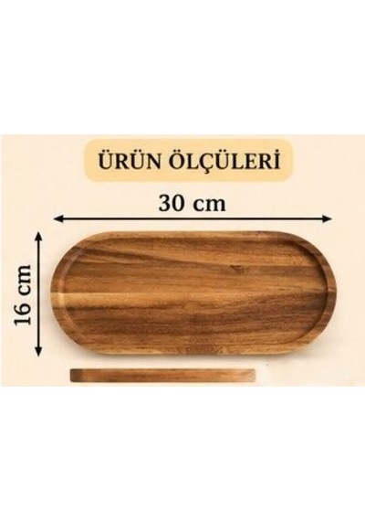 Akasya Oval Sunumluk - İkili Kahverengi