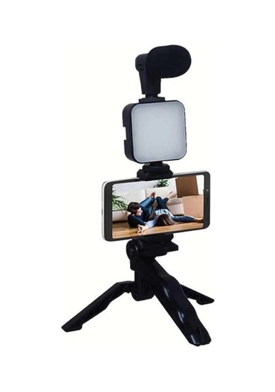 Telefon Tutucu Mikrofonlu Işıklı Youtuber Video Kayıt
