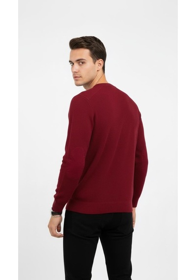 Plus Scorpion Erkek Triko Kazak Bisiklet Yaka, Regular Fit, Dört Mevsim Bordo