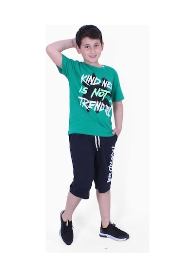 Fyk Kids Yazı Baskılı Erkek Çocuk Kapri Takım Yeşil
