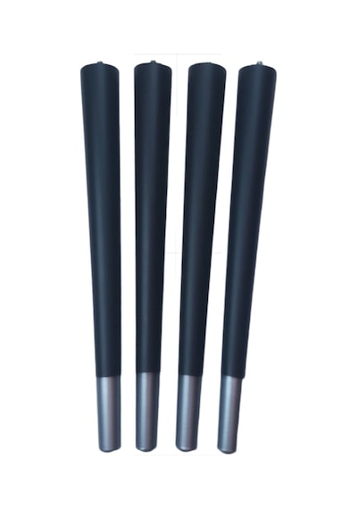 Gürgen Ahşap Sandalye Sehpa Ayağı Metrik-8 Vidalı 42 Cm - 4 Adet Ucu Gümüş Siyah Renk