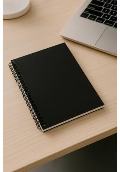 Spiralli Not Defteri A5 Boyut 15x21 Cm 60 Yaprak 90gr. Ivory Kağıt Ofis Için Uygun Siyah