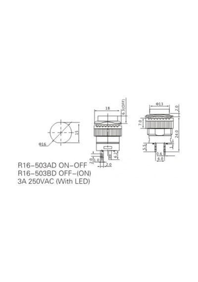 Ic-180b 16mm Işıklı Buton Yaylı Yeşil