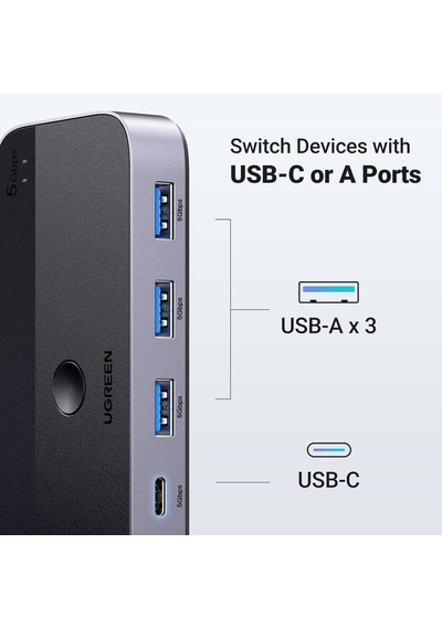 Usb Anahtarı 2pc 3.0 Switcher C 2'si 4 Çıkışlı, Masaüstü Denetleyicisi Kvm 2 A'dan A'ya Kablolu Alüminyum Muhaf