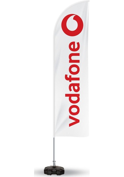 Vodafone Reklam Yönlendirme ve Tanıtım Yelken Bayragı Beyaz