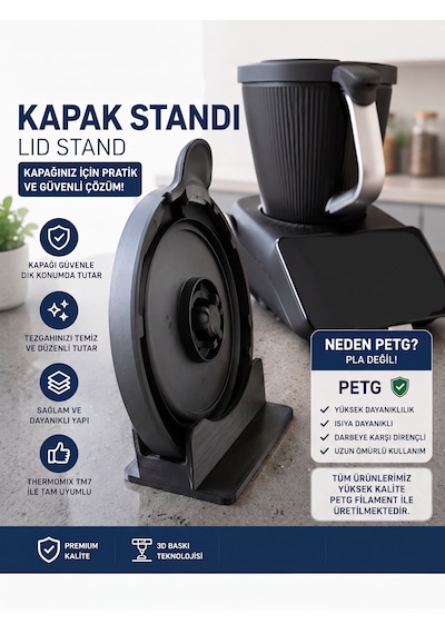 Thermomix Tm7 Uyumlu Kapak Standı Mutfak Tezgahı Düzenleyici Aparat