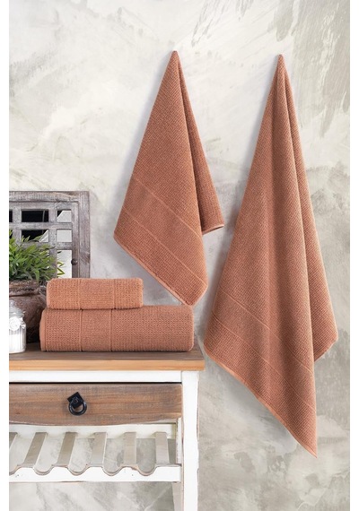 Royality 50x90-70x140 Cm 4'lü Banyo Havlu Seti,%100 Pamuklu Havlu Takımı Kiremit Diğer