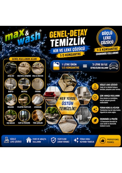 Max&wash 2'li İç Bakım Seti 4+4 Kg Torpido Parlatıcı Süt + Genel Detay Temizleyici Profesyonel Araç İçi Temizlik Ve Koruma Seti 0