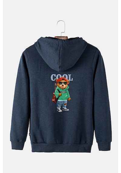 Unisex İndigo Kapüşonlu Arkası Cool Ayıcık Baskılı Slim Fit Kanguru Cepli Sweatshirt Indigo Unisex İndigo Kapüşonlu Arkası Cool Ayıcık Baskılı Slim Fit Kanguru Cepli Sweatshirt Indigo
