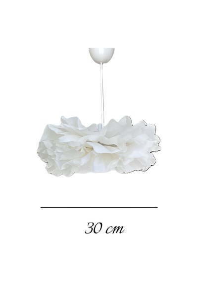 30 Cm Beyaz Midi Boy Çiçek Avize Beyaz El Yapımı Dekoratif Modern Minimalist Tasarım Beyaz
