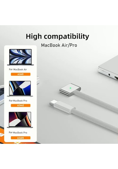 Macbook Air Pro A2442 A2485 A2681 Uyumlu 140w Pd 3.1 Hızlı Şarj 2m Usb Type C - Magsafe 3