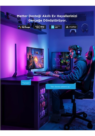 Govee Aı Sync Box Kit 2 27-34 İnç Gaming Monitör Arkası Aydınlatma - H6603311 RGB