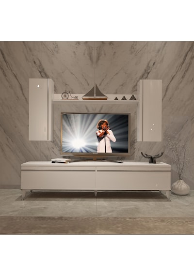 Decoraktiv Eko 7 Mdf Std Silver Tv Ünitesi Tv Sehpası Beyaz