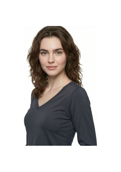 Slim Crop Fit Kadın Tshirt U.kol Antrasit