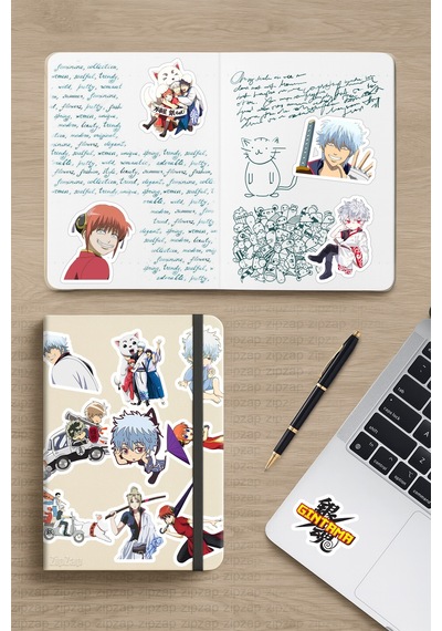 Gintama Anime Telefon Laptop Bullet Journal Sticker Paketi 25 Adet Çok Renkli