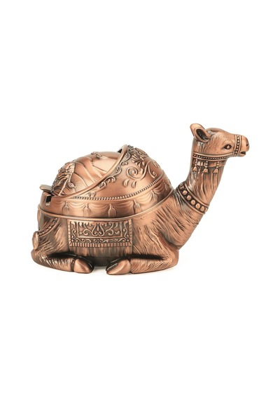 Lüks İşlemeli Metal Deve Biblo Tütsülük Rüzgar Geçirmez Küllük Çok Fonksiyonlu Dekoratif Obje 13 Cm. 03437991