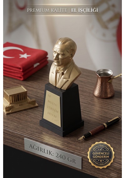 Atatürk Büstü Mini 13cm Polyester Hediye Dekoratif Büst Heykel 001