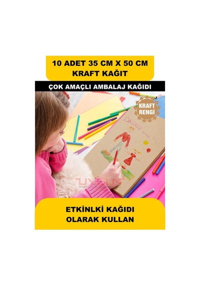 10 Adet 35cm X 50cm 100 Gr. Baskısız Kraft Kağıt, Hediye Ürün Paketleme, Oto Paspası, Çocuk Etkinlikleri