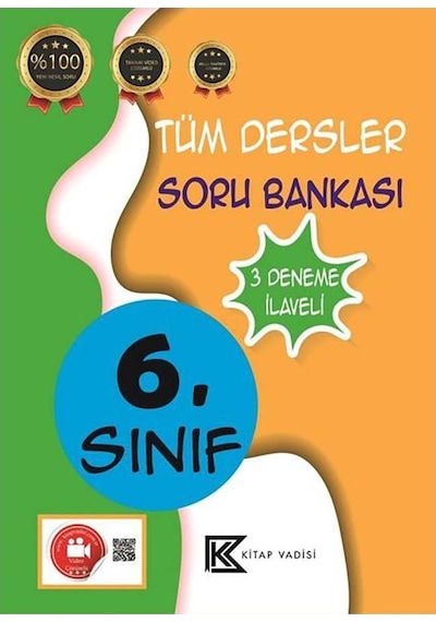 6. Sınıf Tüm Dersler Soru Bankası Video Çözümlü  -  3 Deneme İlaveli -  Kitap Vadisi Yayınları