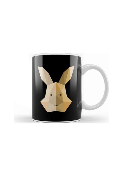 Geometric Animal Rabbit Head Kupa Bardak Porselen Karışık