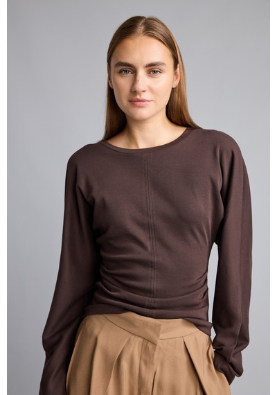 Defacto Dikiş Detaylı Slim Fit Bisiklet Yaka Uzun Kollu Basic Tişört I8183ax26aubn267 Kahve-bn267