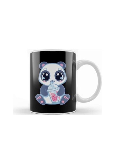 Cute Panda Boba Bubble Tea Panda Bear Boba Drink Kupa Bardak Porselen Karışık
