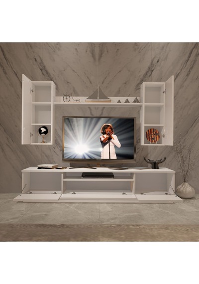 Decoraktiv Trendstyle 5d Slm Tv Ünitesi Tv Sehpası Beyaz