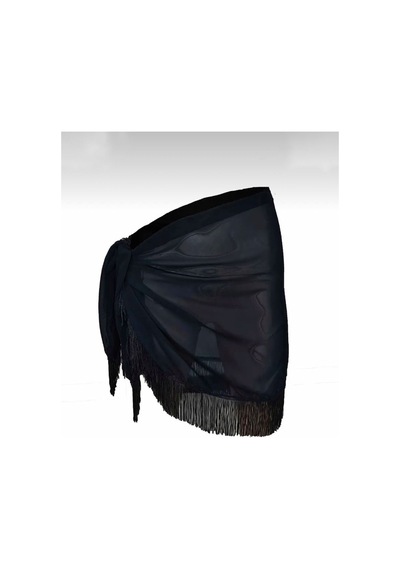 Quella Atelier Püsküllü Pareo Sarong Siyah Siyah