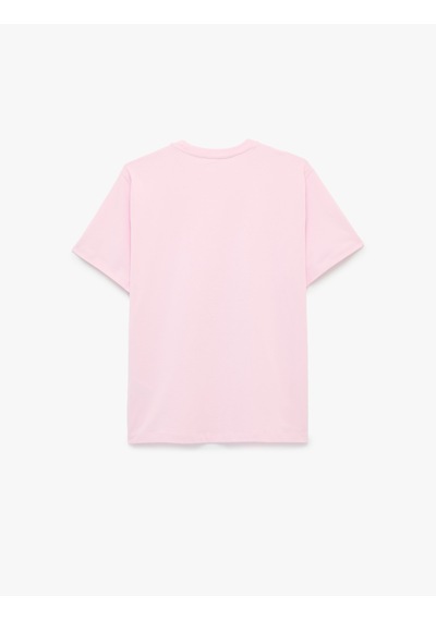Koton Pamuklu Kısa Kollu Bisiklet Yaka Oversize Basic Tişört Pembe 6sak50170ek Gül