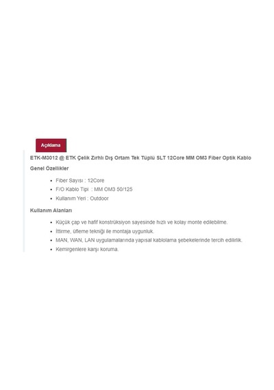 Fiber Optik Kablo