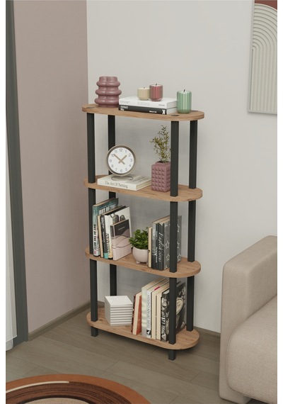 Soft 4 Katlı Modern Kitaplık Dekoratif Çok Amaçlı Kitaplık Ve Organizer Çok Raflı Düzenleyici - Meşe Kahverengi Soft 4 Katlı Modern Kitaplık Dekoratif Çok Amaçlı Kitaplık Ve Organizer Çok Raflı Düzenleyici - Meşe Kahverengi