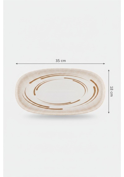 6'lı Toledo Oval Kayık Tabak 35x18cm Dijital Costa Rinart Krem