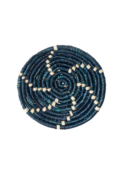 Koza Home Meander Dekoratif Lacivert Desenli Bambu Duvar Tabağı 30cm 8995