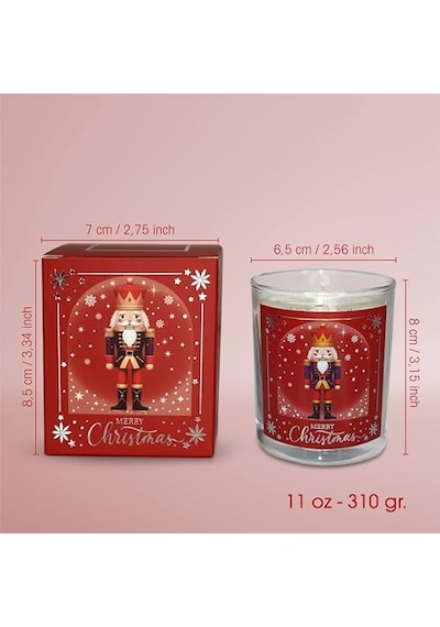Candle Kurşun Asker Nutcracker Tasarımlı Mum, Kırmızı Renk Temalı, 135 G Doğal Bio Balmumu, 40 Saat Yanma Diğer