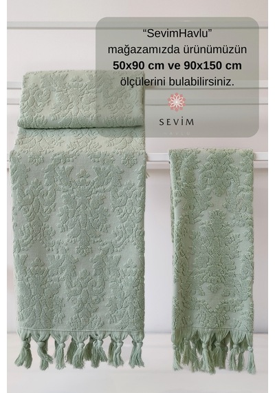 Sevim Otantik Saçaklı Banyo Havlusu - 90x150 Cm - Yüksek Su Emiciliği Acıkyesıl Açık Yeşil