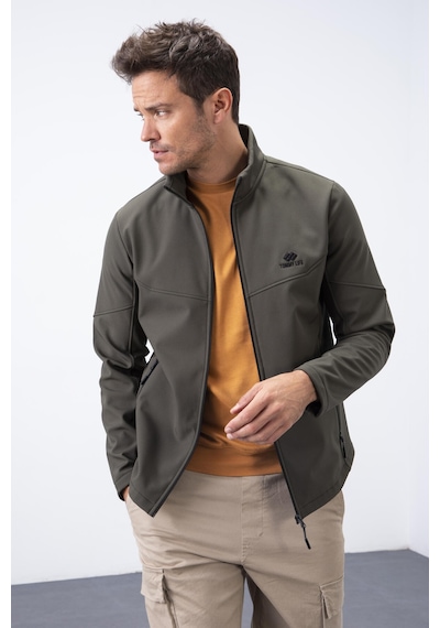Tommylife Tommy Life Haki Fermuarlı Dik Yaka Su Ve Rüzgar Geçirmez Softshell Erkek Mont - 88050 Haki