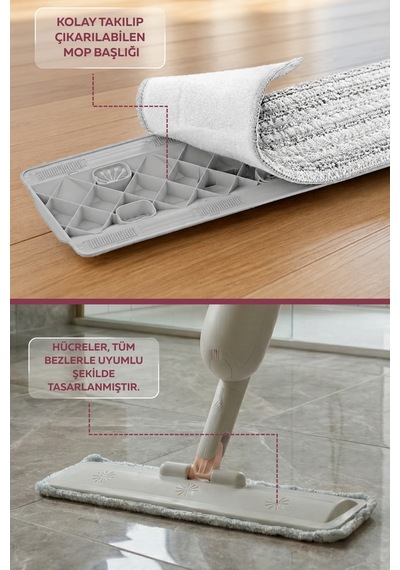 Sprey Mop 400 Ml Su Hazneli - Yıkanabilir Mikrofiber Bezli Pratik Yer Temizleme Seti