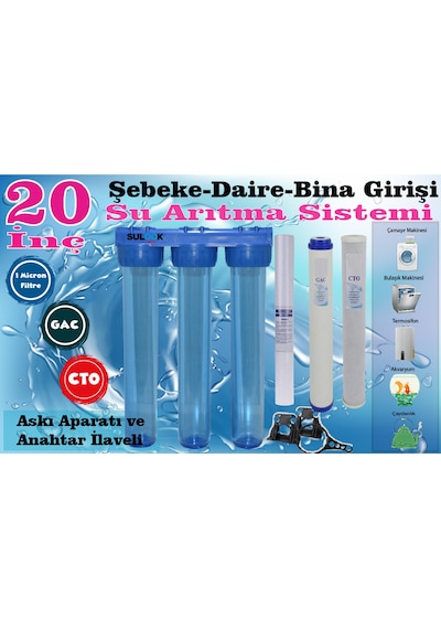 20 İnç Bina - Daire- Şebeke Girişi Su Arıtma Filtre Seti En İyi