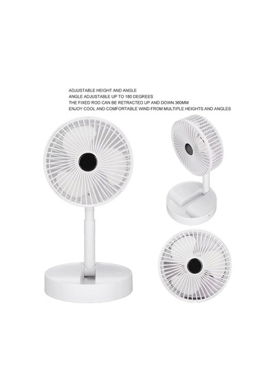 Coverzone Yüksekliği Ayarlanabilir 31cm - 37 Cm Taşınabilir Masaüstü Mini Usb Fan Şarj Edilebilir Telefon Tutucul