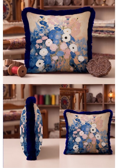 Çiçek Vintage Floral Saçaklı Yastık Kılıfı-sanatsal Bahçe Bej Mavi Lacivert Püsküllü Kırlent Kılıfı Uzak Rota Nova Çiçek Vintage Floral Saçaklı Yastık Kılıfı-sanatsal Bahçe Bej Mavi Lacivert Püsküllü Kırlent Kılıfı Uzak Rota Nova