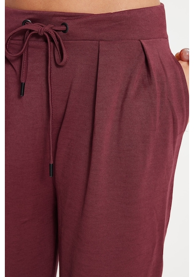 Tudors Kadın Regular Fit Klasik Kesim Beli Bağcıklı Pileli Çift Cepli Bordo Pantolon-50824