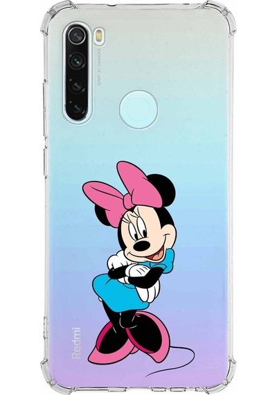 Xiaomi Redmi Note 8 Köşe Korumalı Antişok Kapak Minnie Mouse Tasarımlı Şeffaf Kılıf