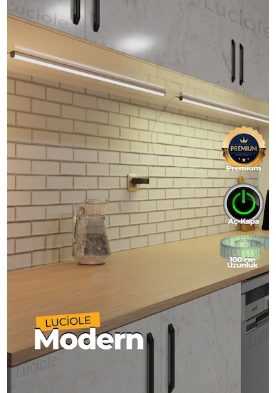Mutfak Tezgah Altı Led Mutfak Işık Bar Aç Kapa Günışığı Yapışkanlı 1 Metre - Led Işık Mtgun1