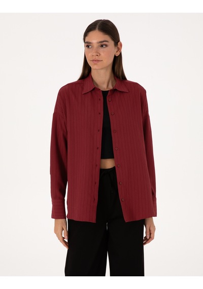 Pierre Cardin Kadın Bordo Gömlek Desenli 50318232-vr014 Bordo