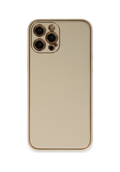 Apple iPhone Uyumlu 12 Pro Kılıf Coco Deri Silikon Kapak - Gold Altın