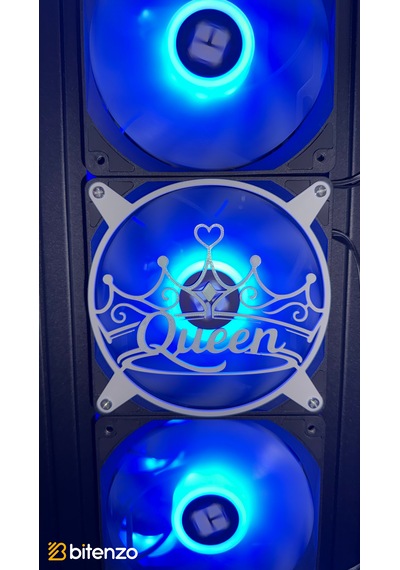 Kraliçe Tacı "queen" Yazılı 120x120 Mm Pc Fan Kapağı - Masaüstü Bilgisayar Fan Kapağı Beyaz