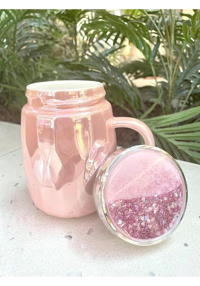 Kapağı Sulu Kupa Mug Pembe