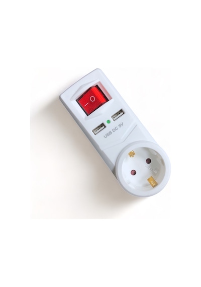 Tek-iş 2 X Usb Çıkışlı Topraklı Fiş Priz Anahtarlı Golyat Fiş 2,1 A