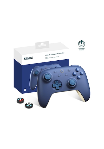 8bitdo Ultimate 2c Bluetooth Controller For Switch 2, Switch/oled/lite, Hall Effect Joysticks, Non-linear Digital Triggers, Remappable L4/r4 Bumpers, 6-axis Motion, Rumble Vibration Darkblue